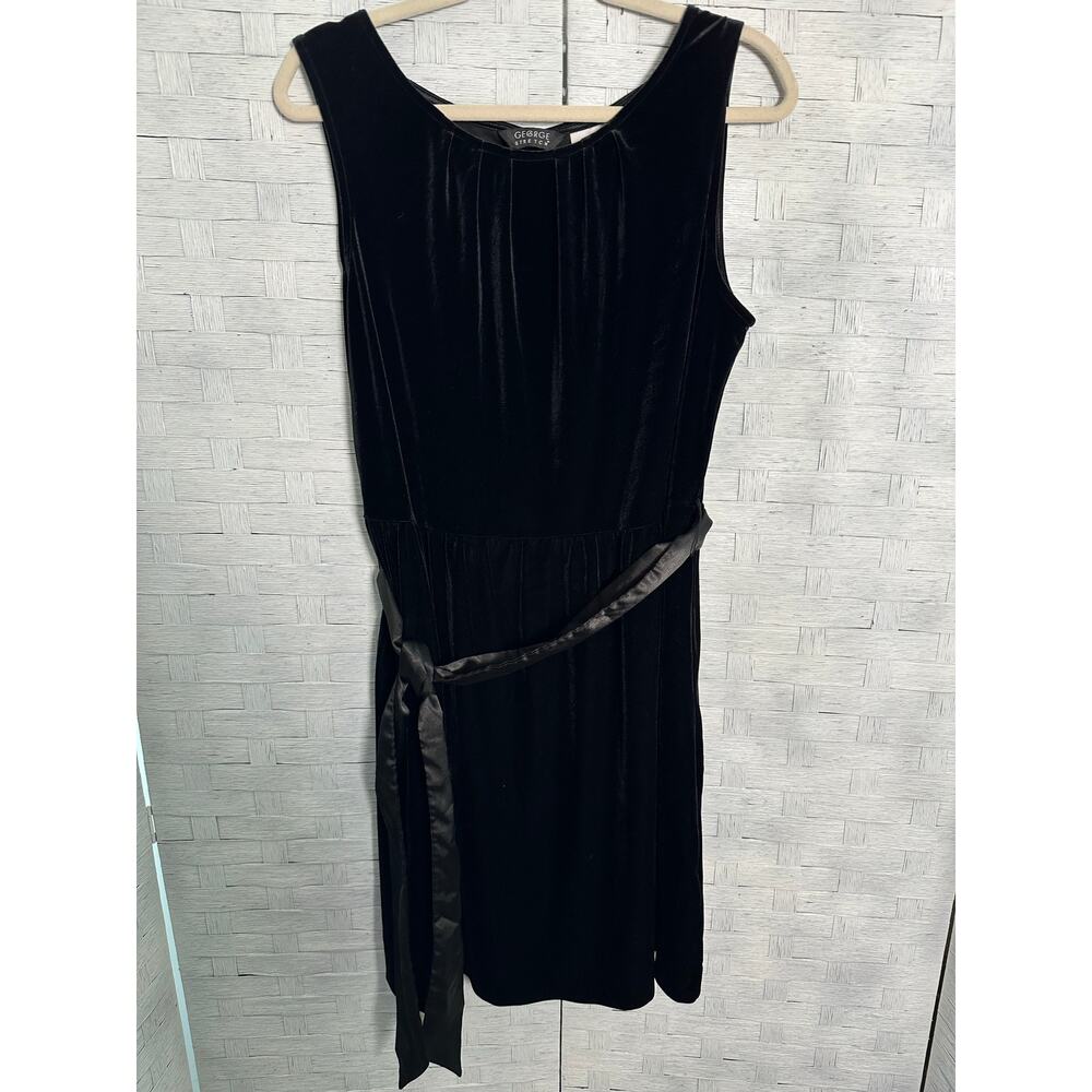 Vintage Y2K George stretch velvet sleeveless dress satintie vamp‎ whimsyGoth
